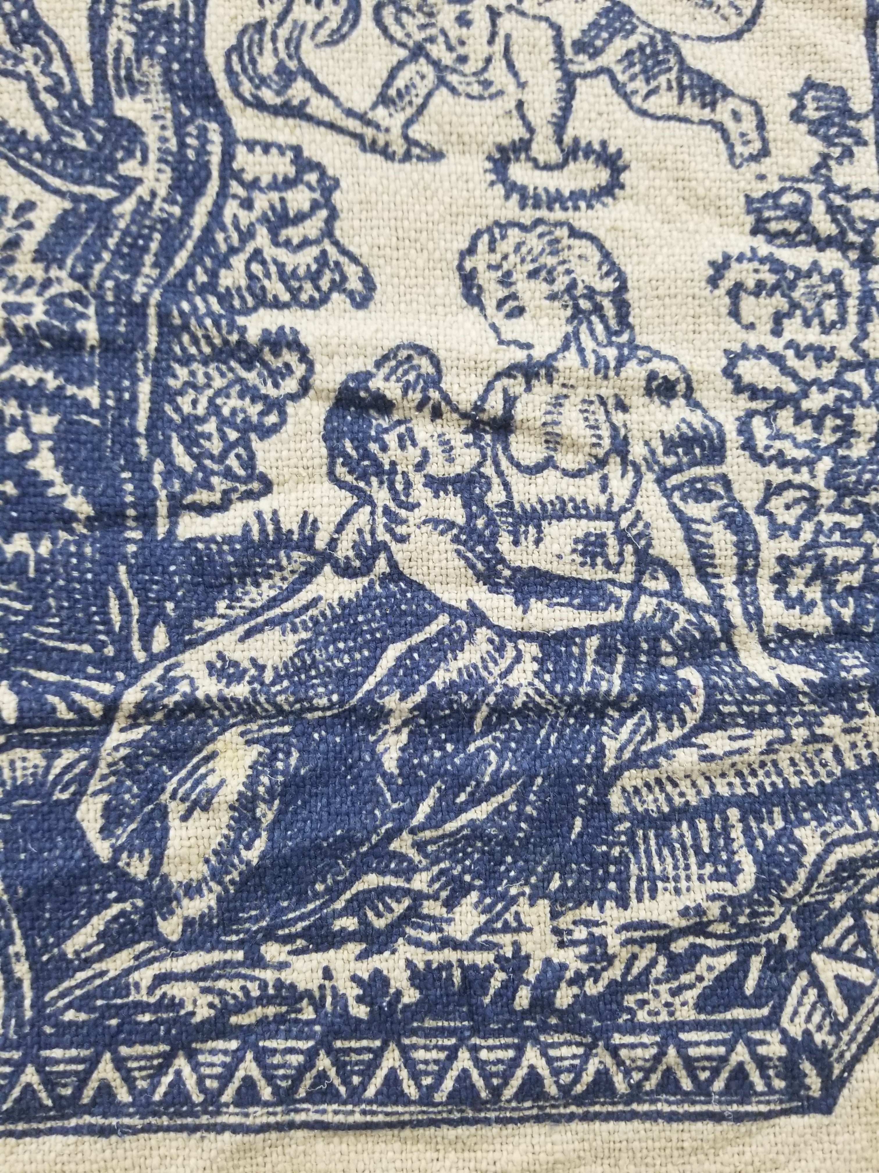 Vintage French Toile de Jouy Printed Romantic Scenic Textile Panel 305x129cm
