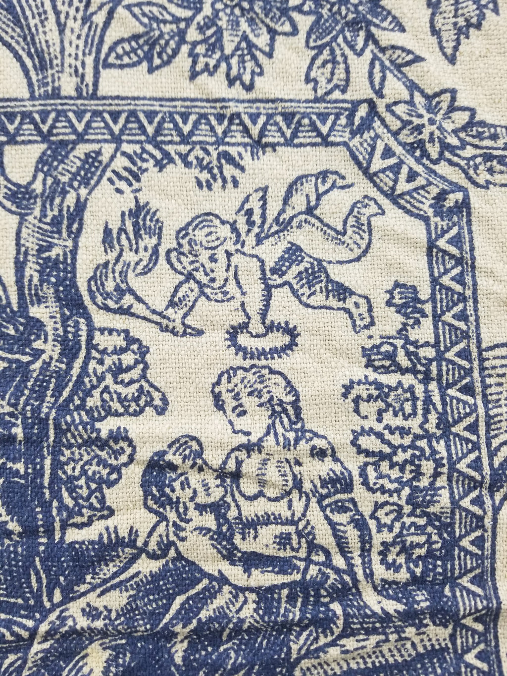 Vintage French Toile de Jouy Printed Romantic Scenic Textile Panel 305x129cm