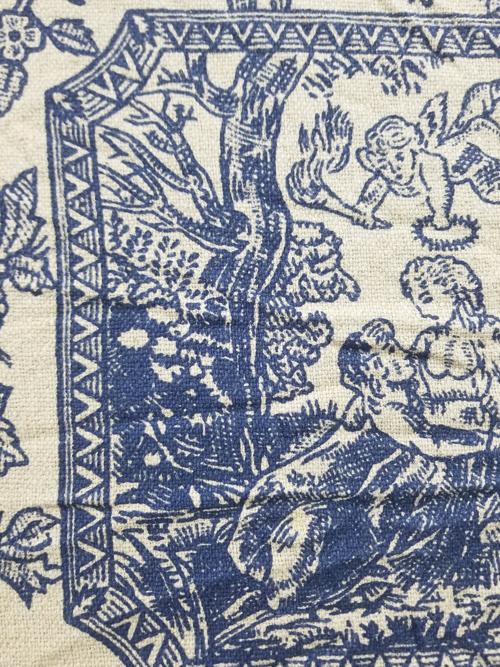 Vintage French Toile de Jouy Printed Romantic Scenic Textile Panel 305x129cm