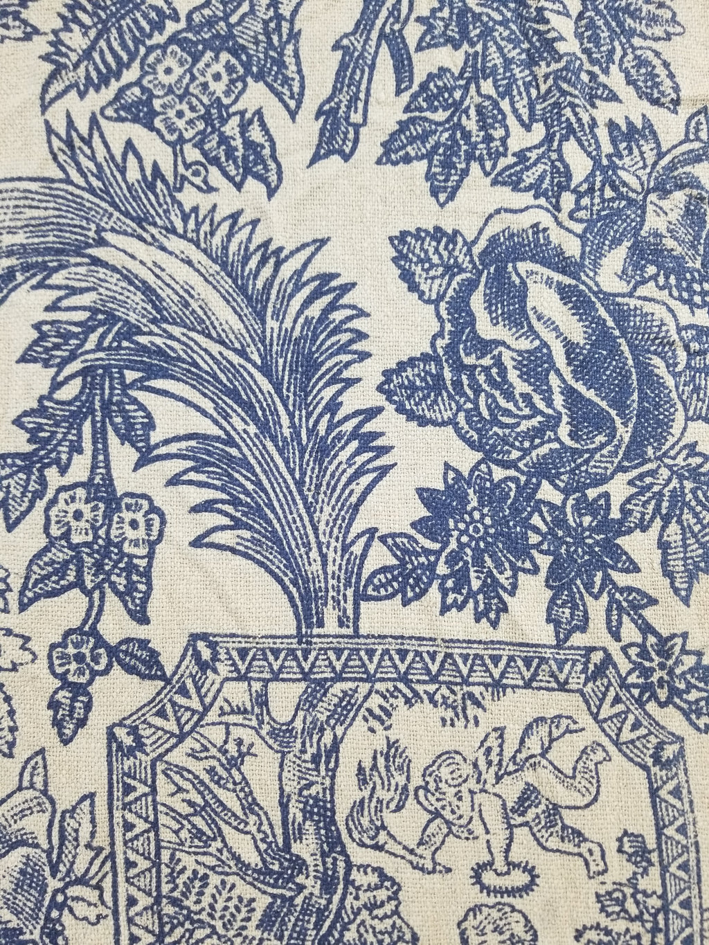 Vintage French Toile de Jouy Printed Romantic Scenic Textile Panel 305x129cm