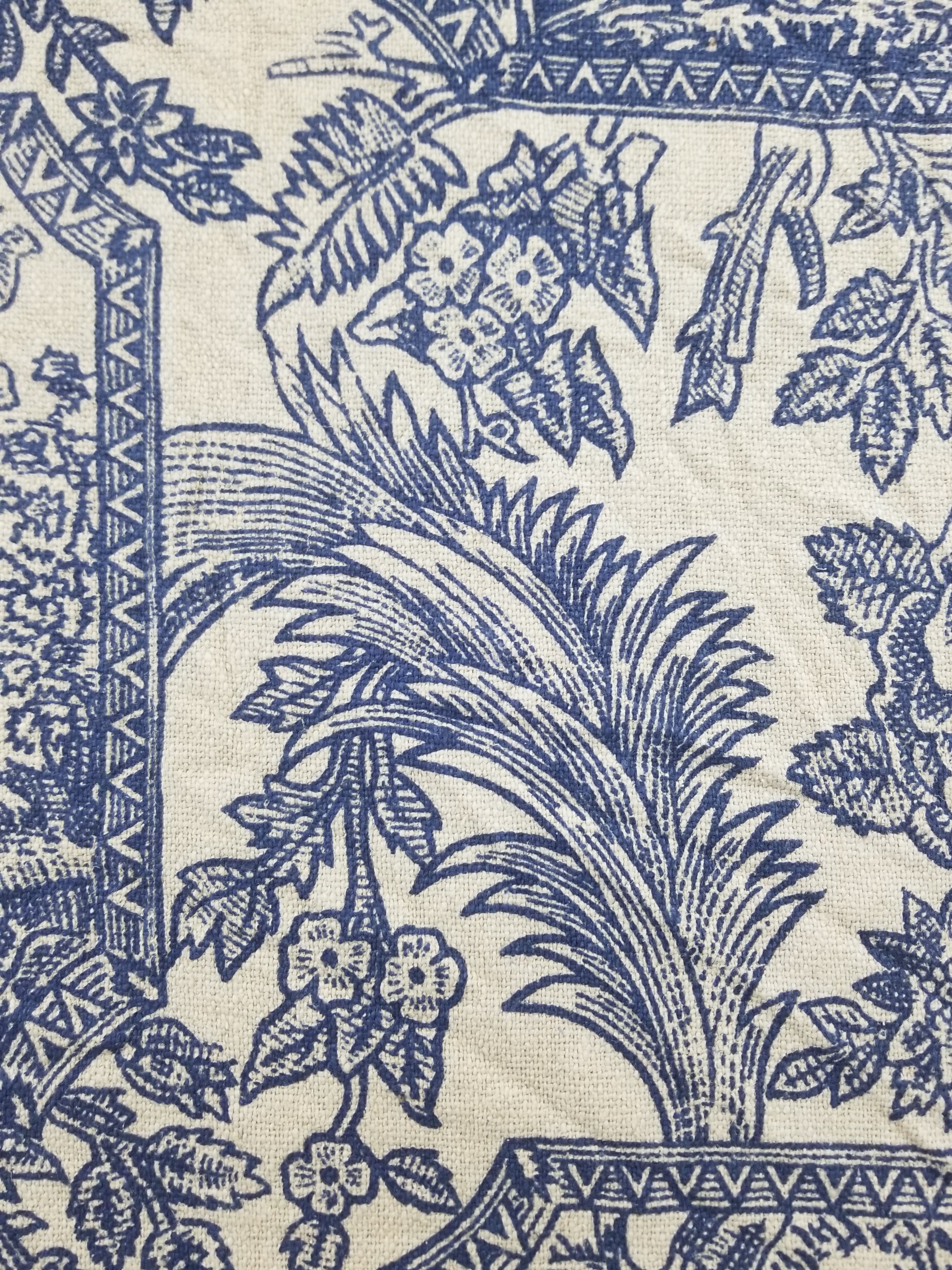 Vintage French Toile de Jouy Printed Romantic Scenic Textile Panel 305x129cm