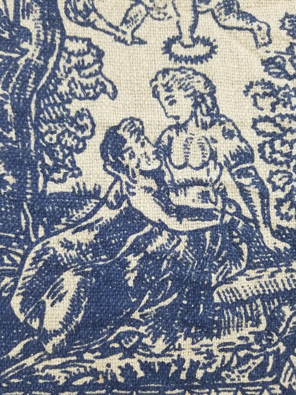 Vintage French Toile de Jouy Printed Romantic Scenic Textile Panel 305x129cm
