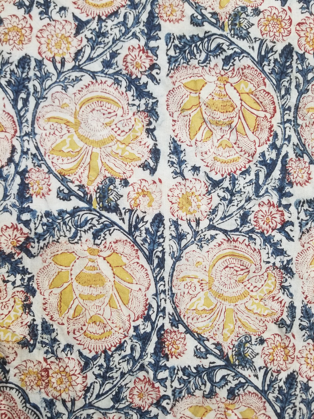 Vintage Indian Kalamkari Hand Block Printed Paisley Besdpread 271x216cm