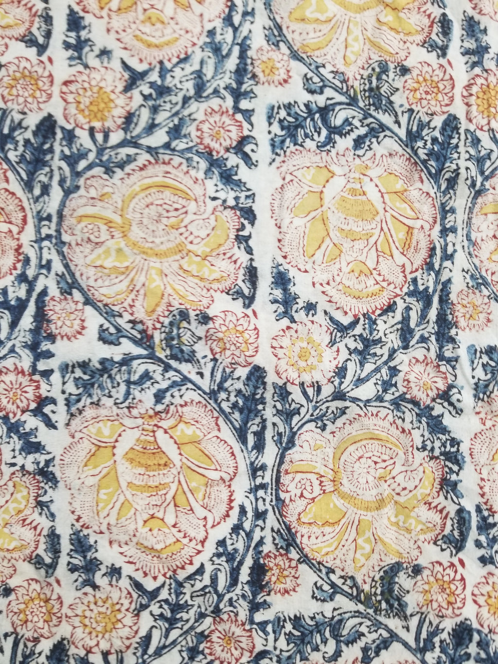Vintage Indian Kalamkari Hand Block Printed Paisley Besdpread 271x216cm