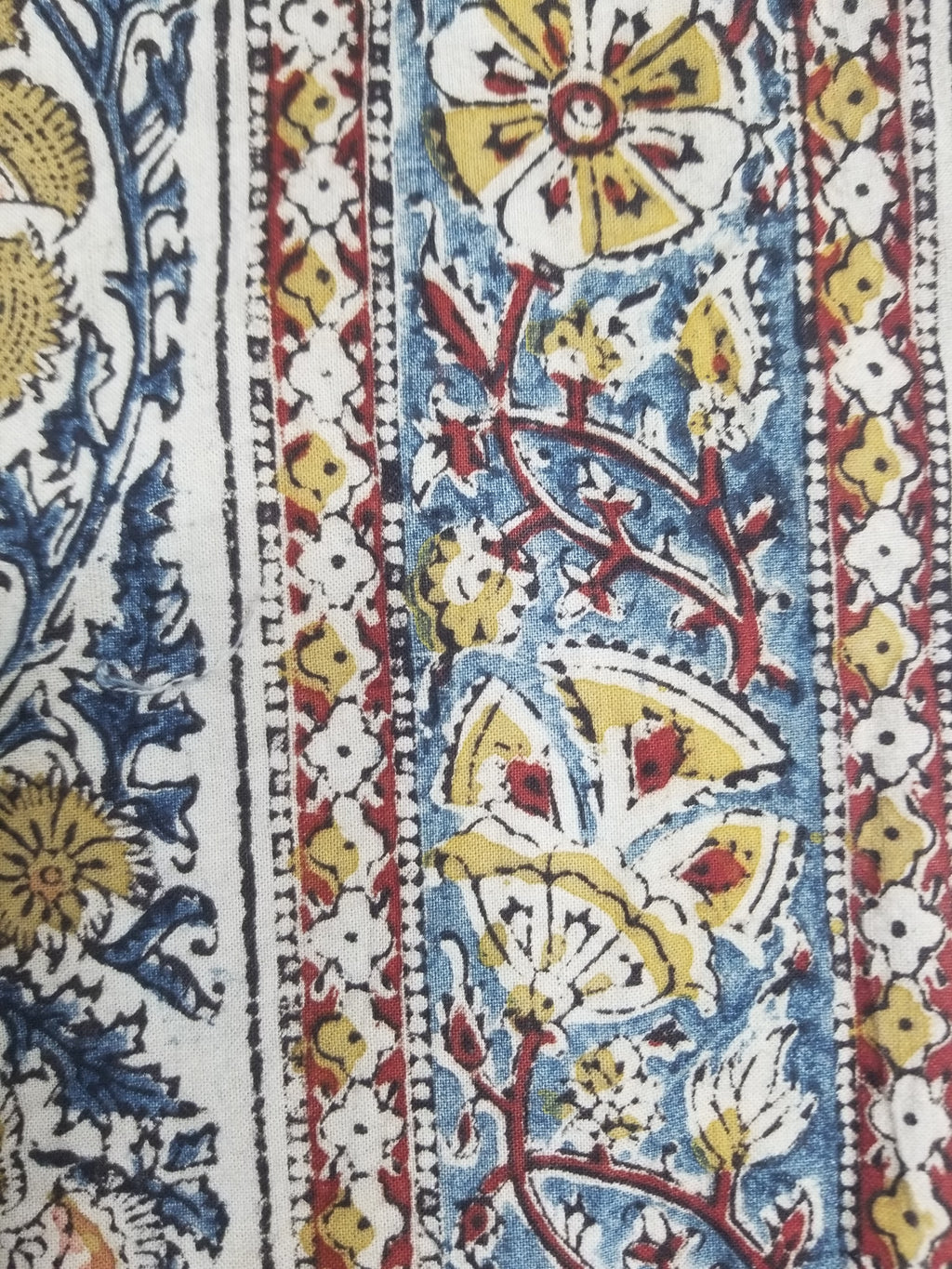 Vintage Indian Kalamkari Hand Block Printed Paisley Besdpread 271x216cm