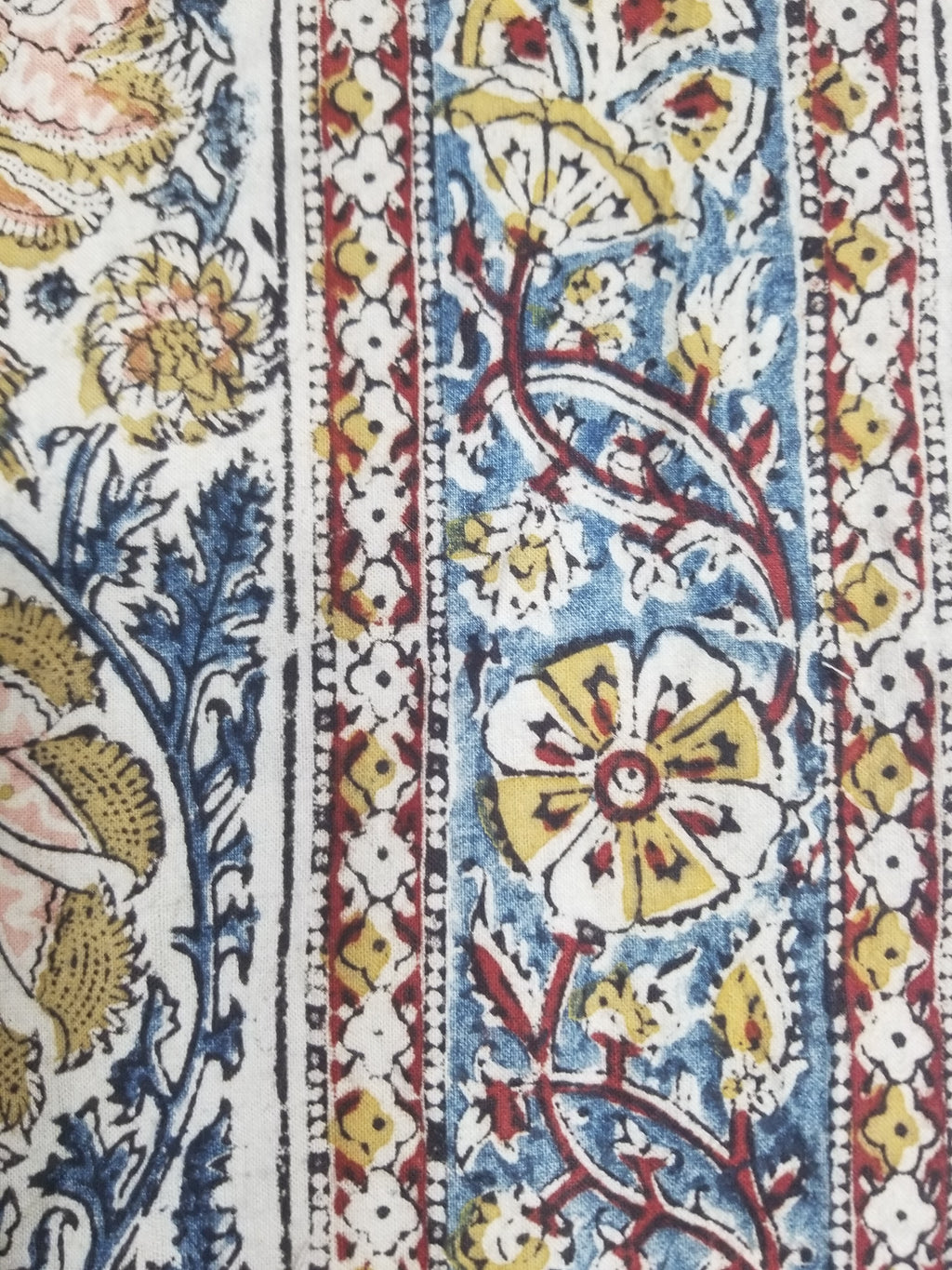 Vintage Indian Kalamkari Hand Block Printed Paisley Besdpread 271x216cm