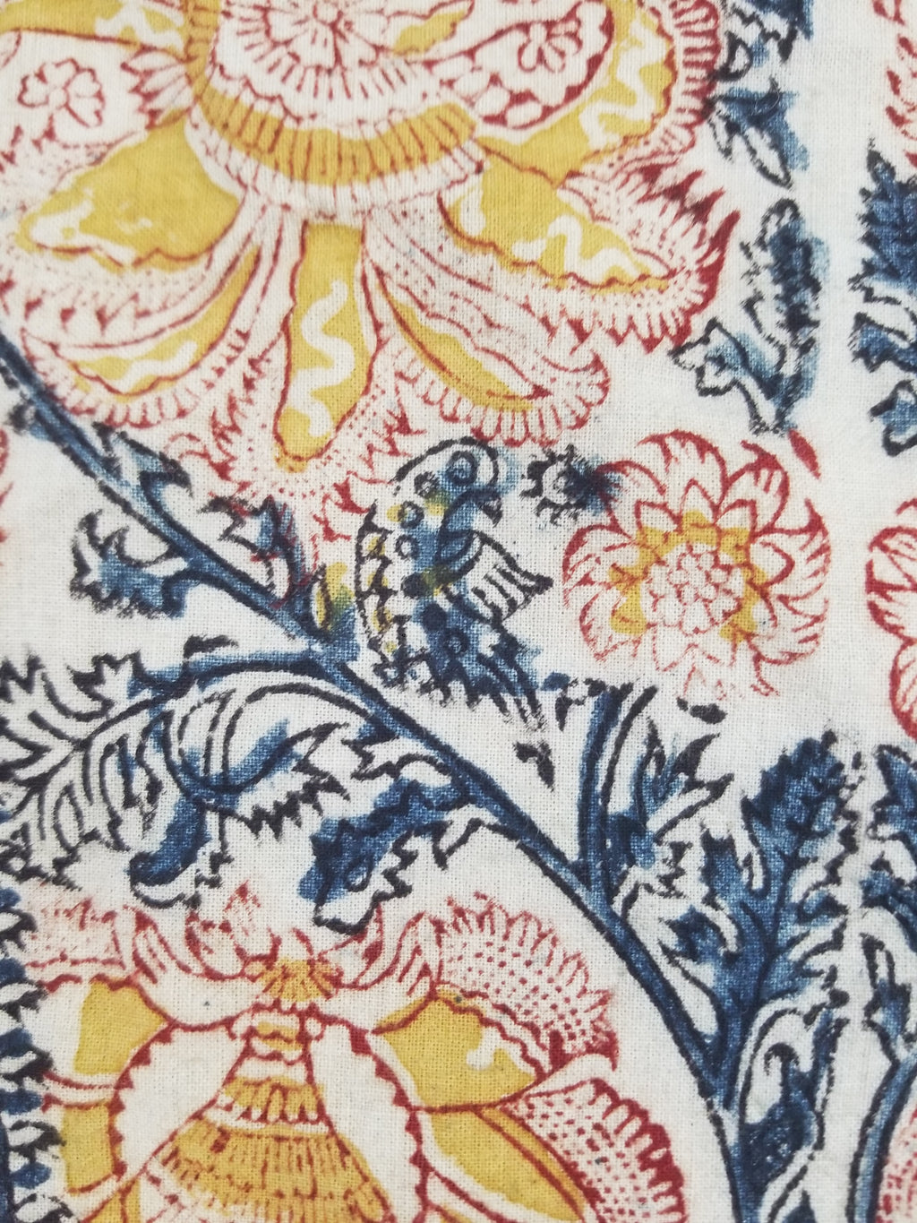 Vintage Indian Kalamkari Hand Block Printed Paisley Besdpread 271x216cm
