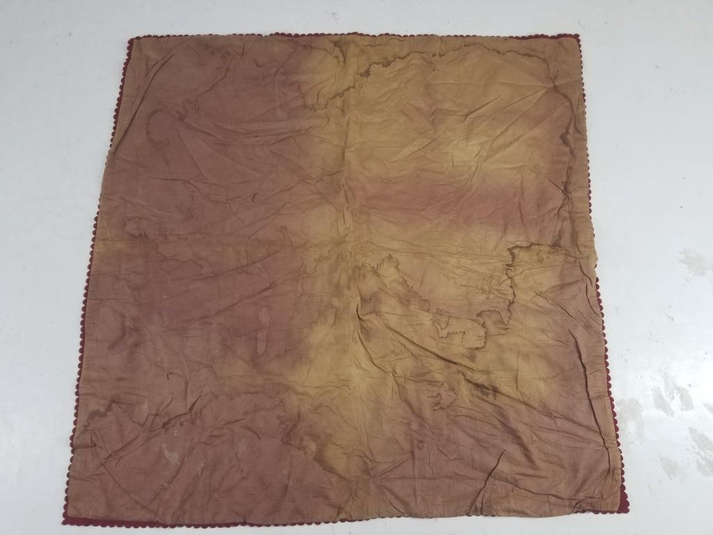 Vintage European Ribbonwork Embroidered Floral Tablecloth 120x120cm