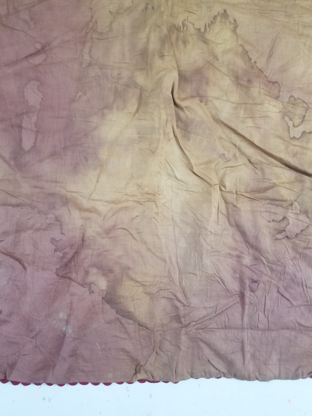 Vintage European Ribbonwork Embroidered Floral Tablecloth 120x120cm