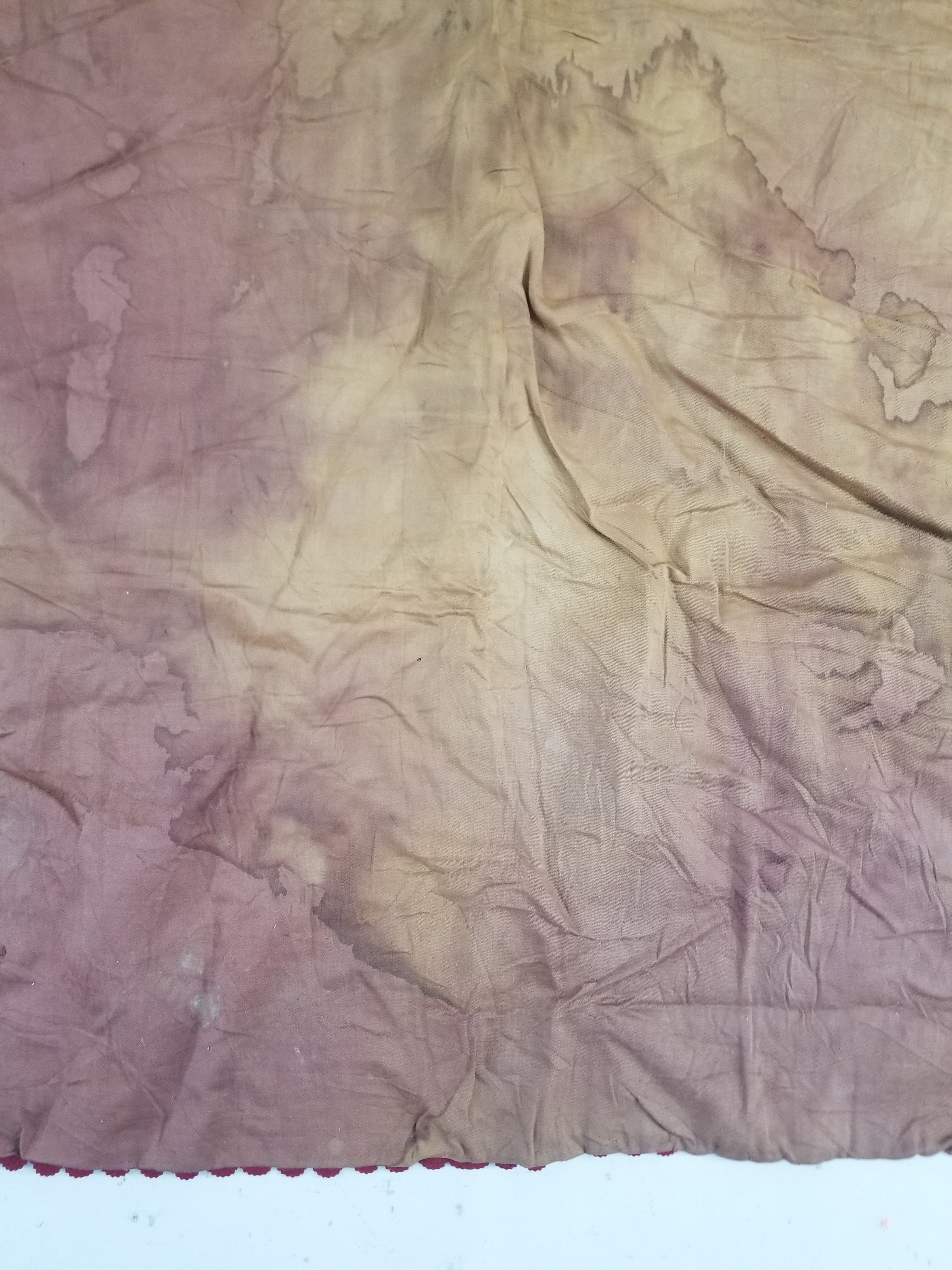 Vintage European Ribbonwork Embroidered Floral Tablecloth 120x120cm