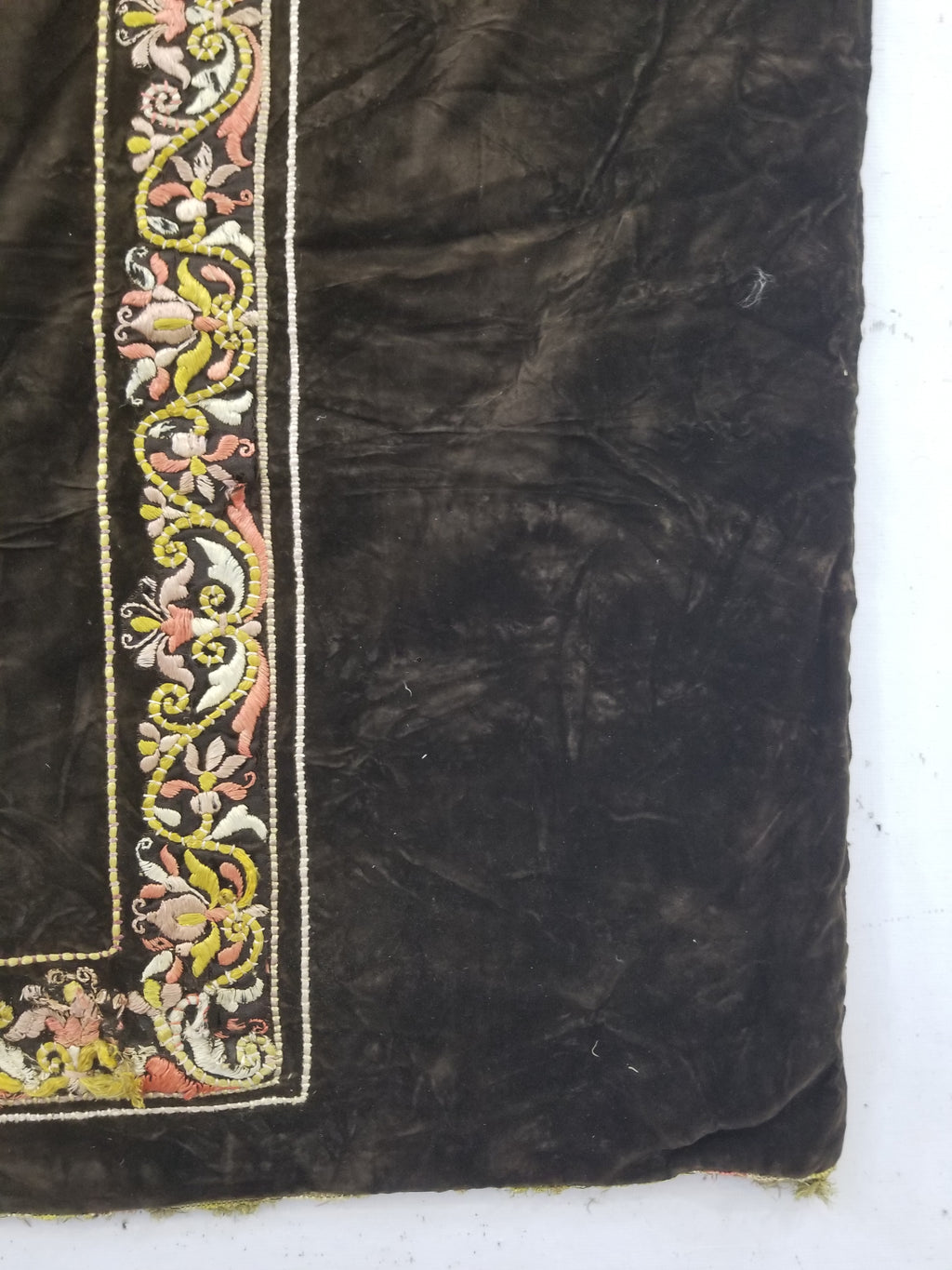 Antique Rare Italian Flame Stitch Velvet Textile Runner 310x76cm