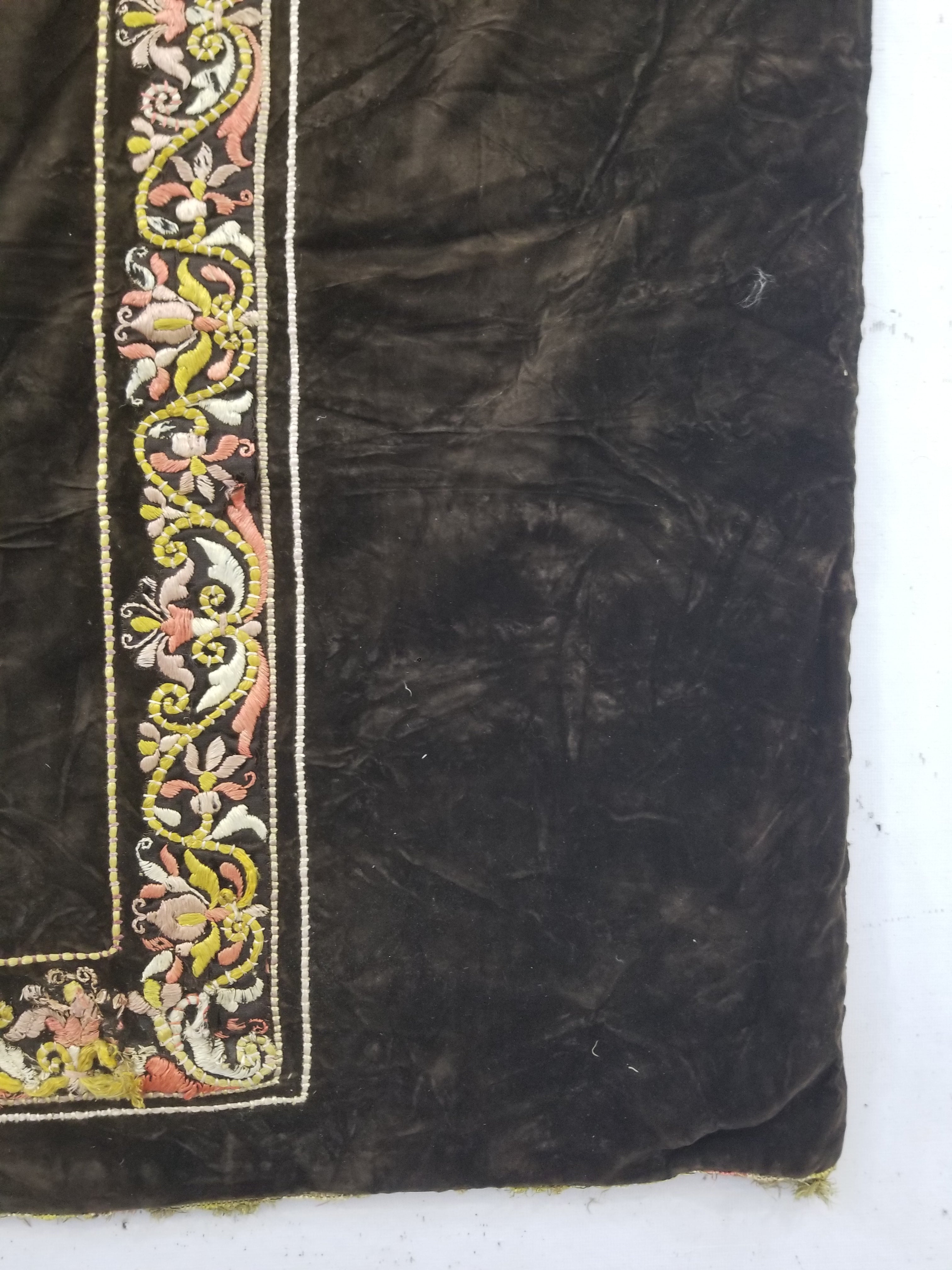 Antique Rare Italian Flame Stitch Velvet Textile Runner 310x76cm