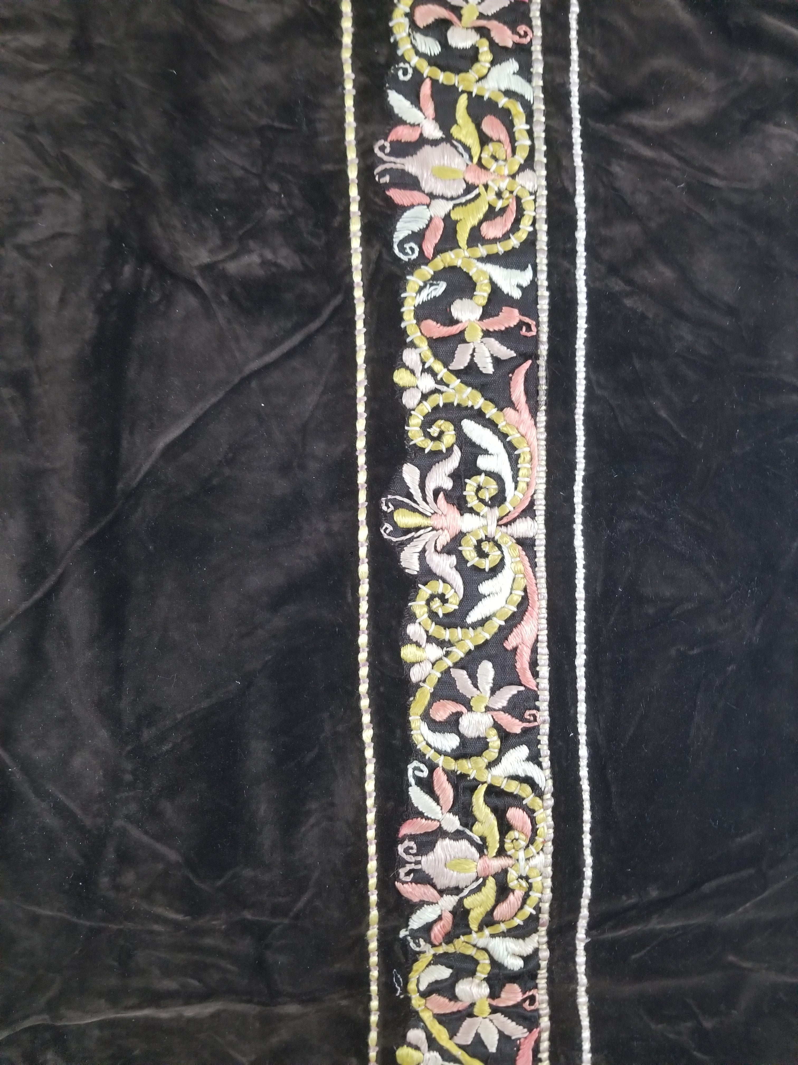Antique Rare Italian Flame Stitch Velvet Textile Runner 310x76cm
