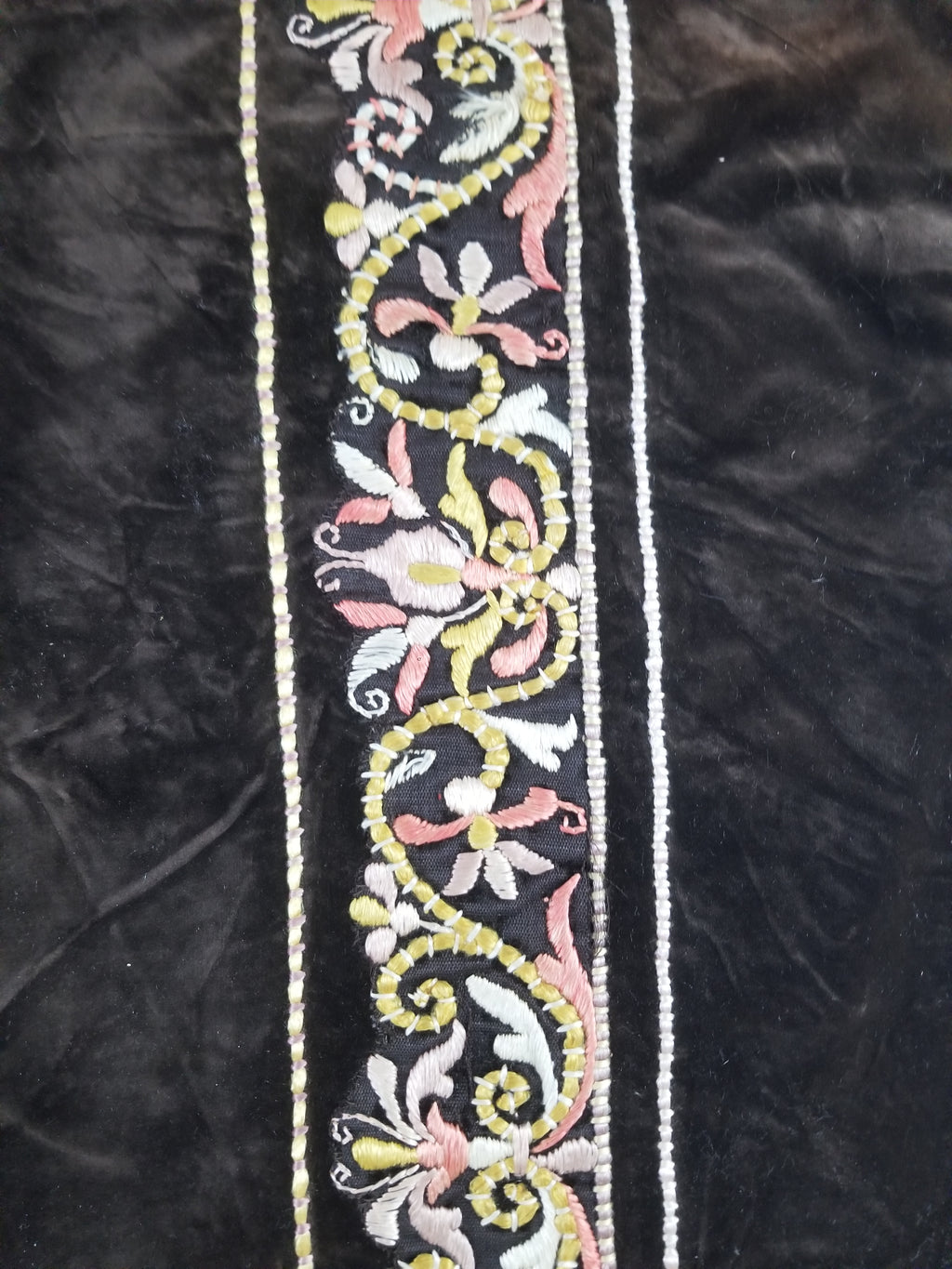 Antique Rare Italian Flame Stitch Velvet Textile Runner 310x76cm