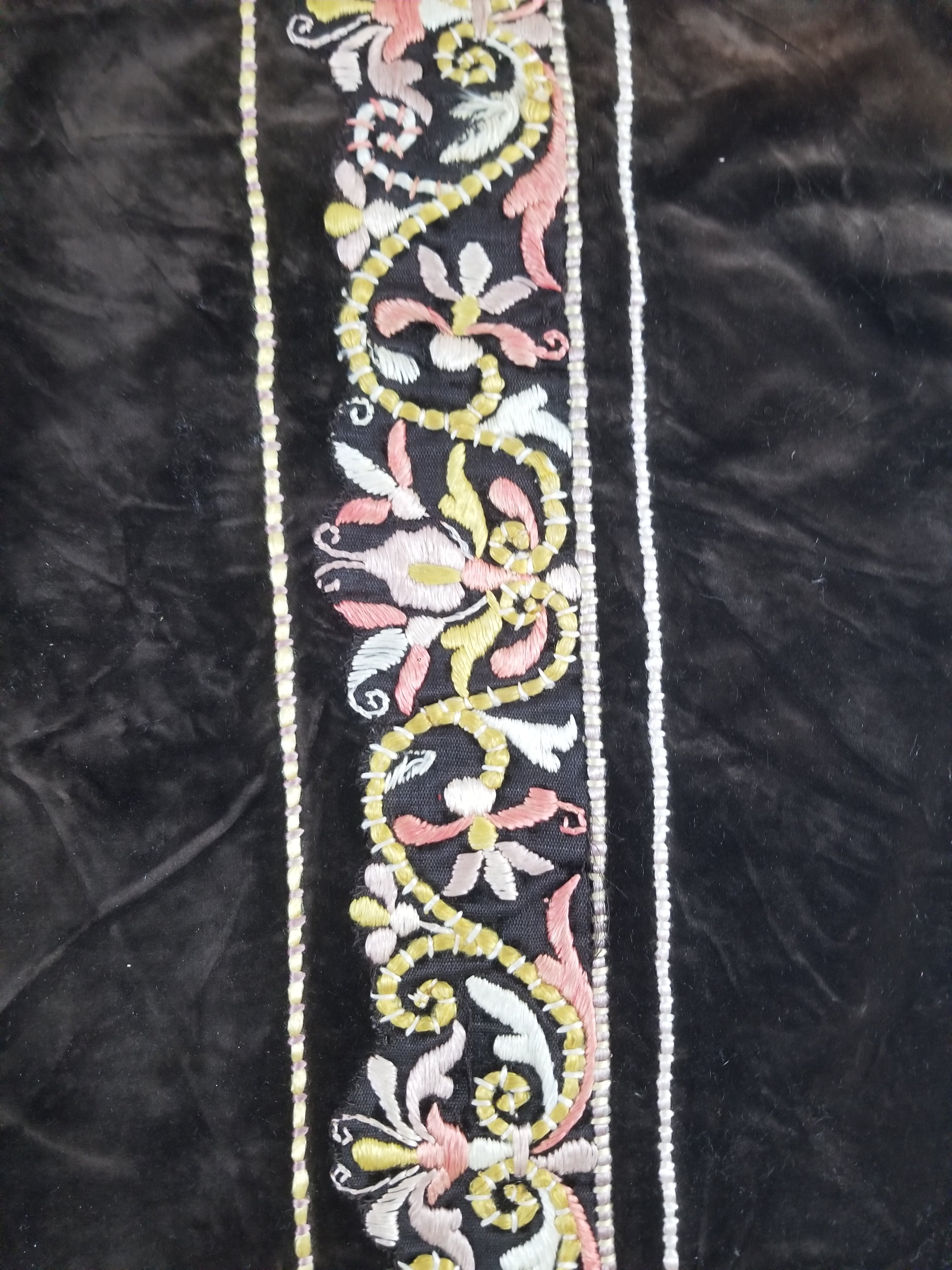 Antique Rare Italian Flame Stitch Velvet Textile Runner 310x76cm
