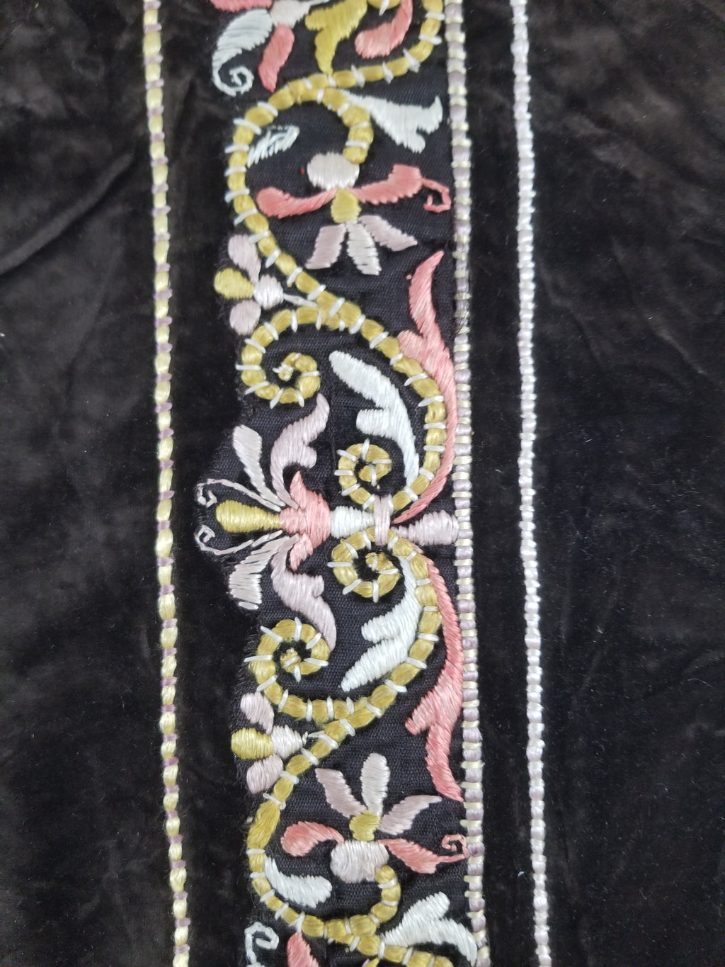 Antique Rare Italian Flame Stitch Velvet Textile Runner 310x76cm