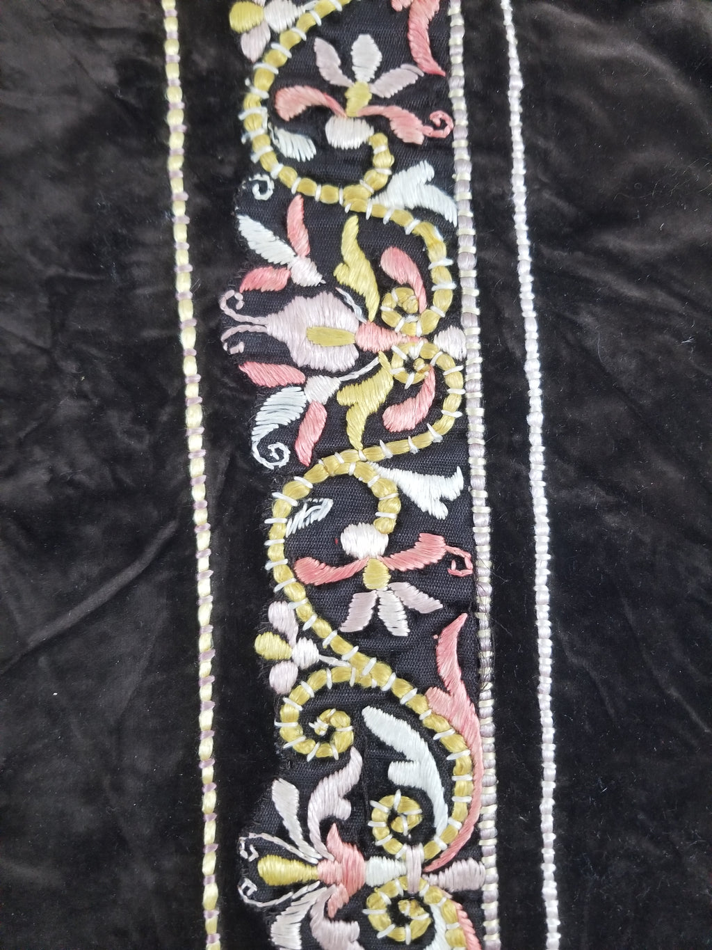 Antique Rare Italian Flame Stitch Velvet Textile Runner 310x76cm