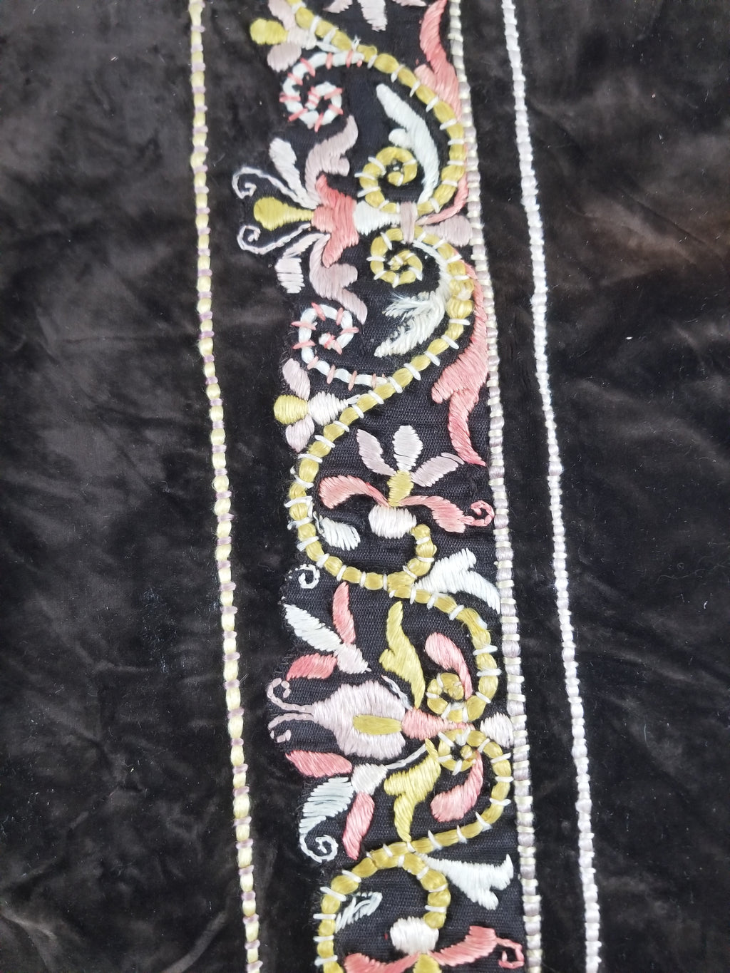 Antique Rare Italian Flame Stitch Velvet Textile Runner 310x76cm