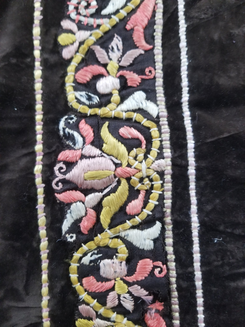 Antique Rare Italian Flame Stitch Velvet Textile Runner 310x76cm