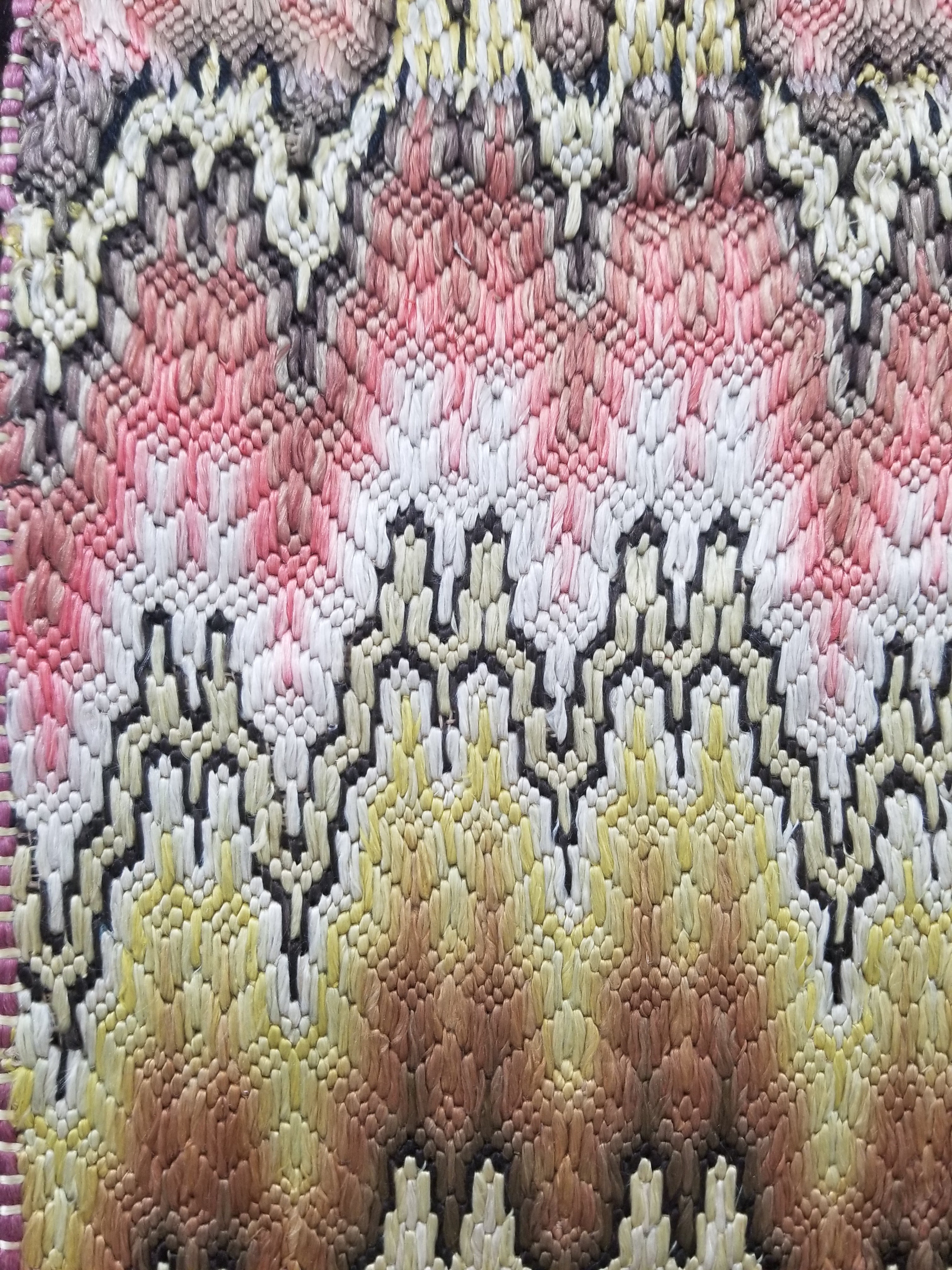 Antique Rare Italian Flame Stitch Velvet Textile Runner 310x76cm