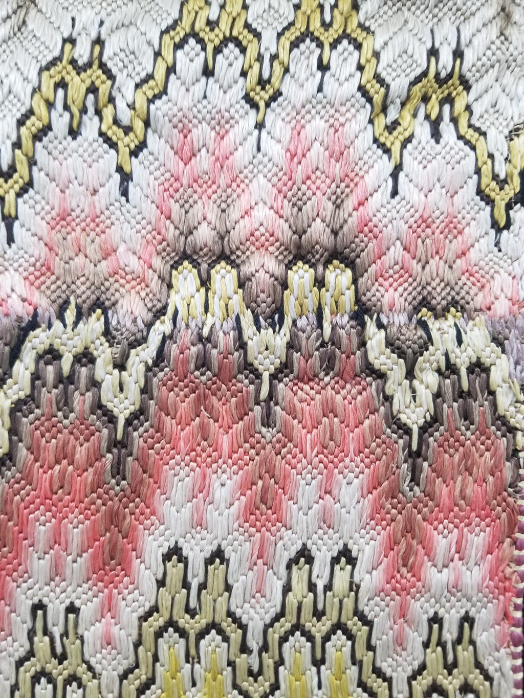 Antique Rare Italian Flame Stitch Velvet Textile Runner 310x76cm