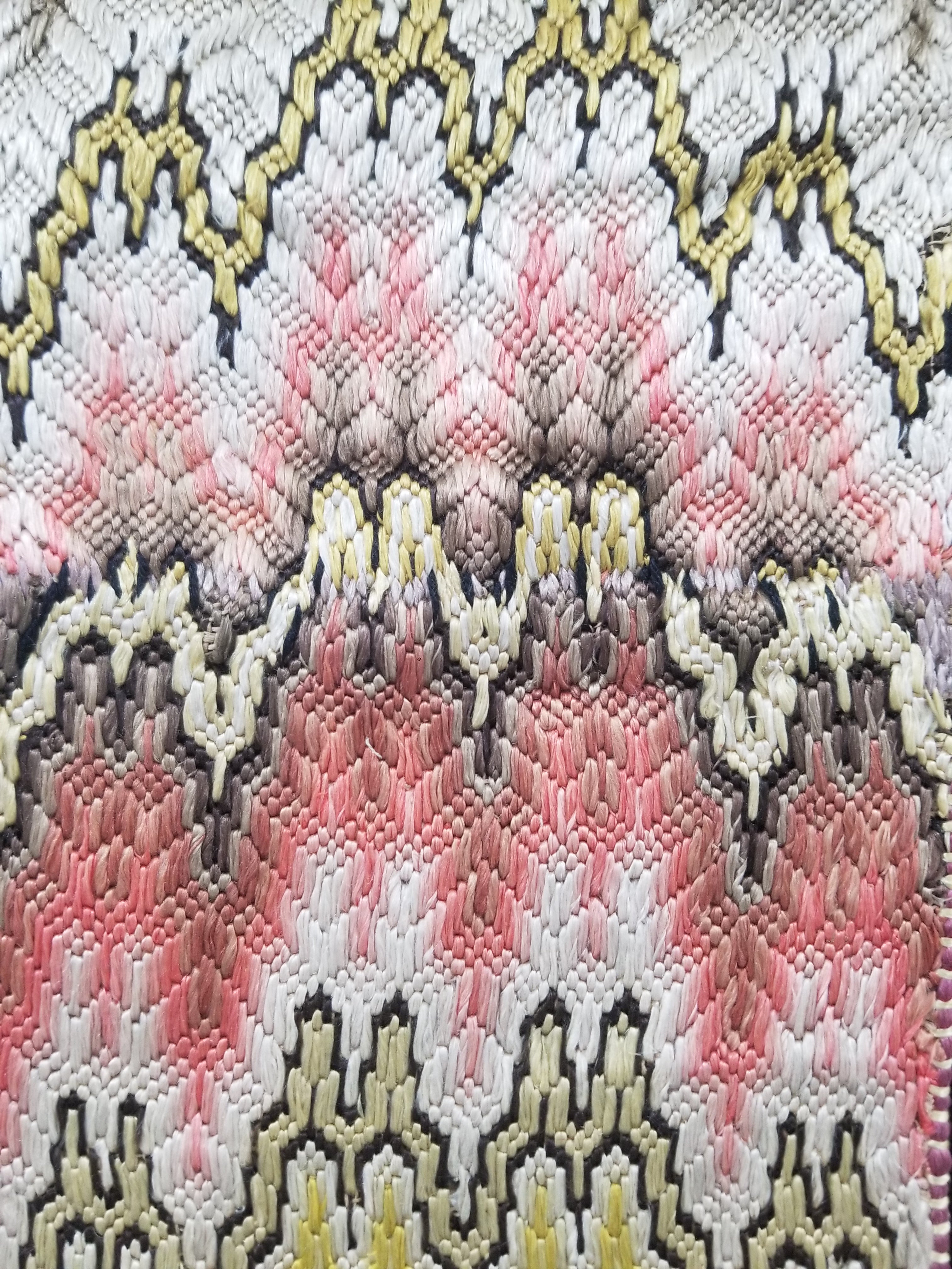 Antique Rare Italian Flame Stitch Velvet Textile Runner 310x76cm