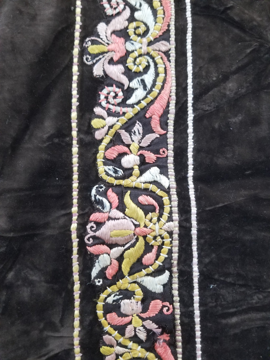 Antique Rare Italian Flame Stitch Velvet Textile Runner 310x76cm