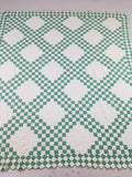 Vintage Handmade Double Irish Chain Pattern Patchwork Quilt/Bedspread 212x193cm