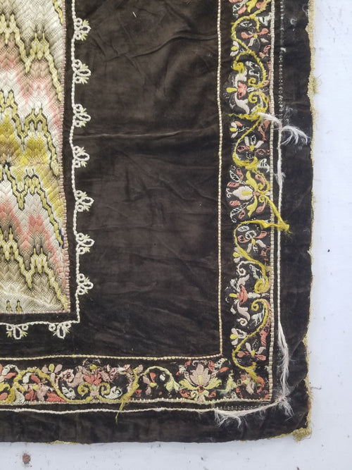 Antique Rare Italian Flame Stitch Velvet Textile Runner 312x56cm