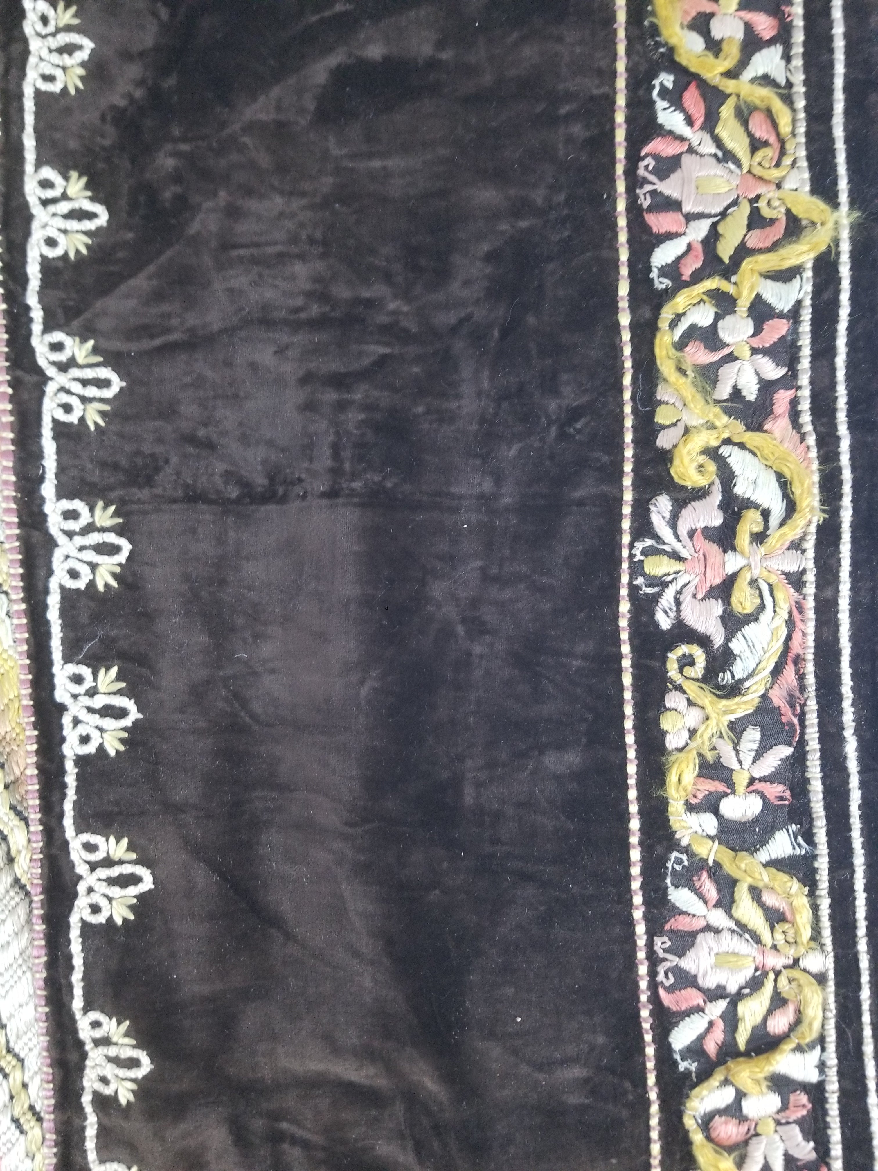 Antique Rare Italian Flame Stitch Velvet Textile Runner 312x56cm