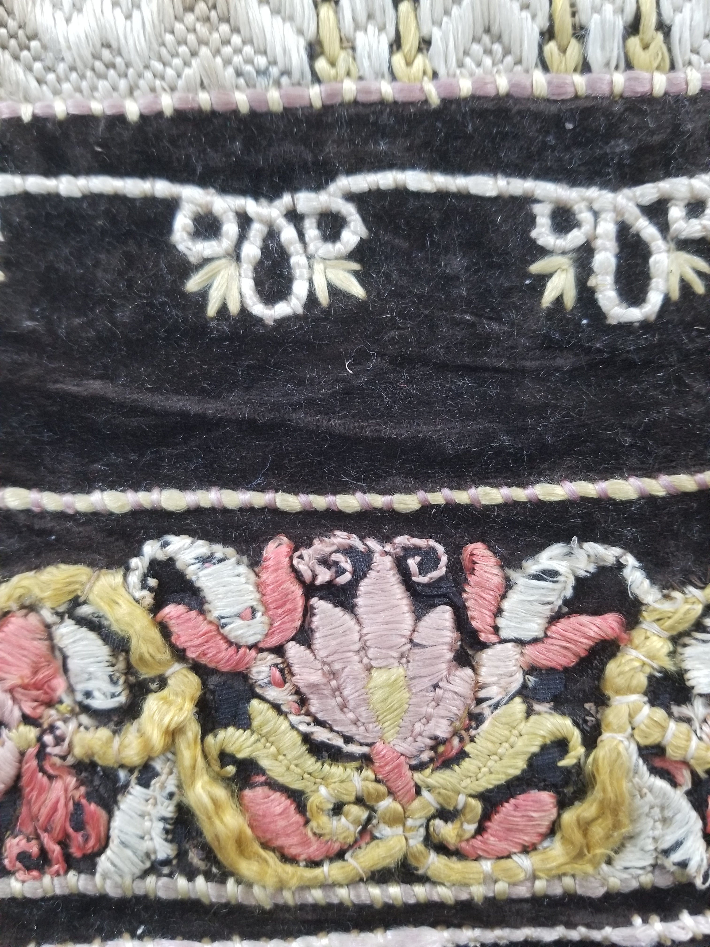 Antique Rare Italian Flame Stitch Velvet Textile Runner 312x56cm