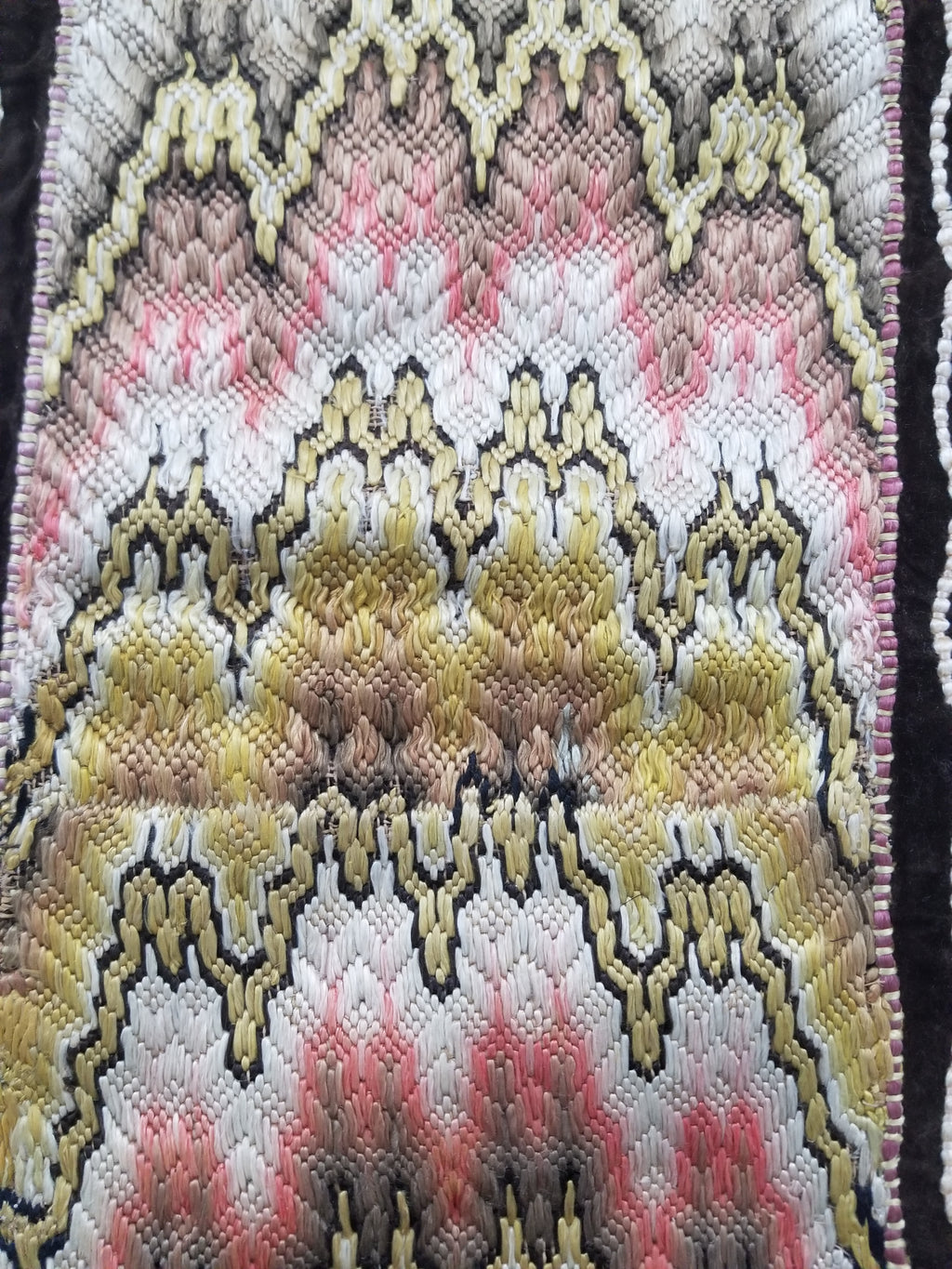 Antique Rare Italian Flame Stitch Velvet Textile Runner 312x56cm