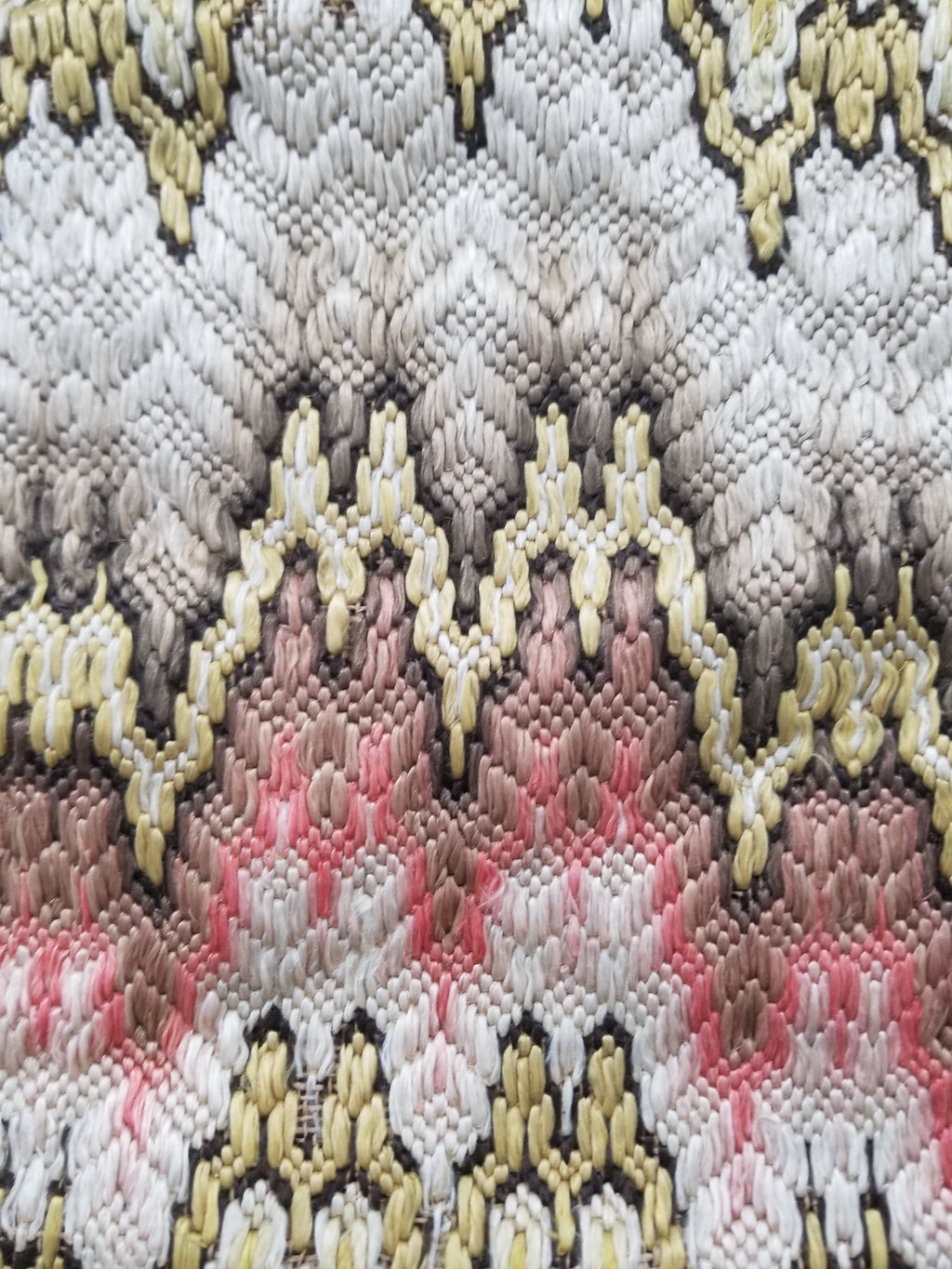 Antique Rare Italian Flame Stitch Velvet Textile Runner 312x56cm